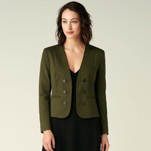 Vintage Forever 21 Open-Front Olive Green Collarless Blazer Jacket - Size Small